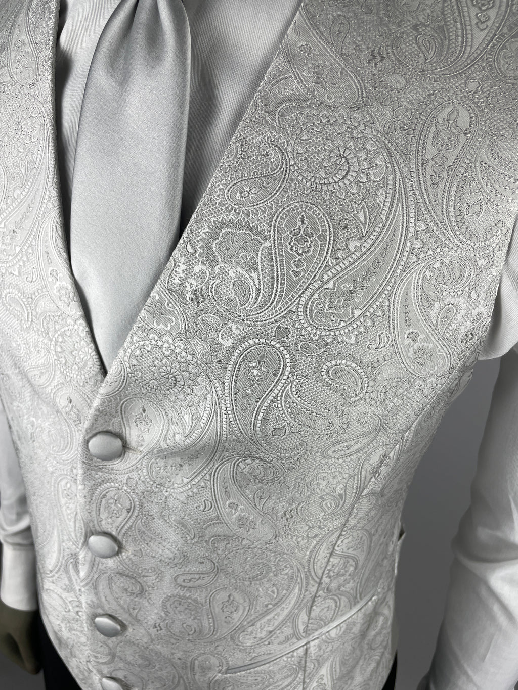 Gilet Apollo grigio perla dettaglio tessuto jacquard