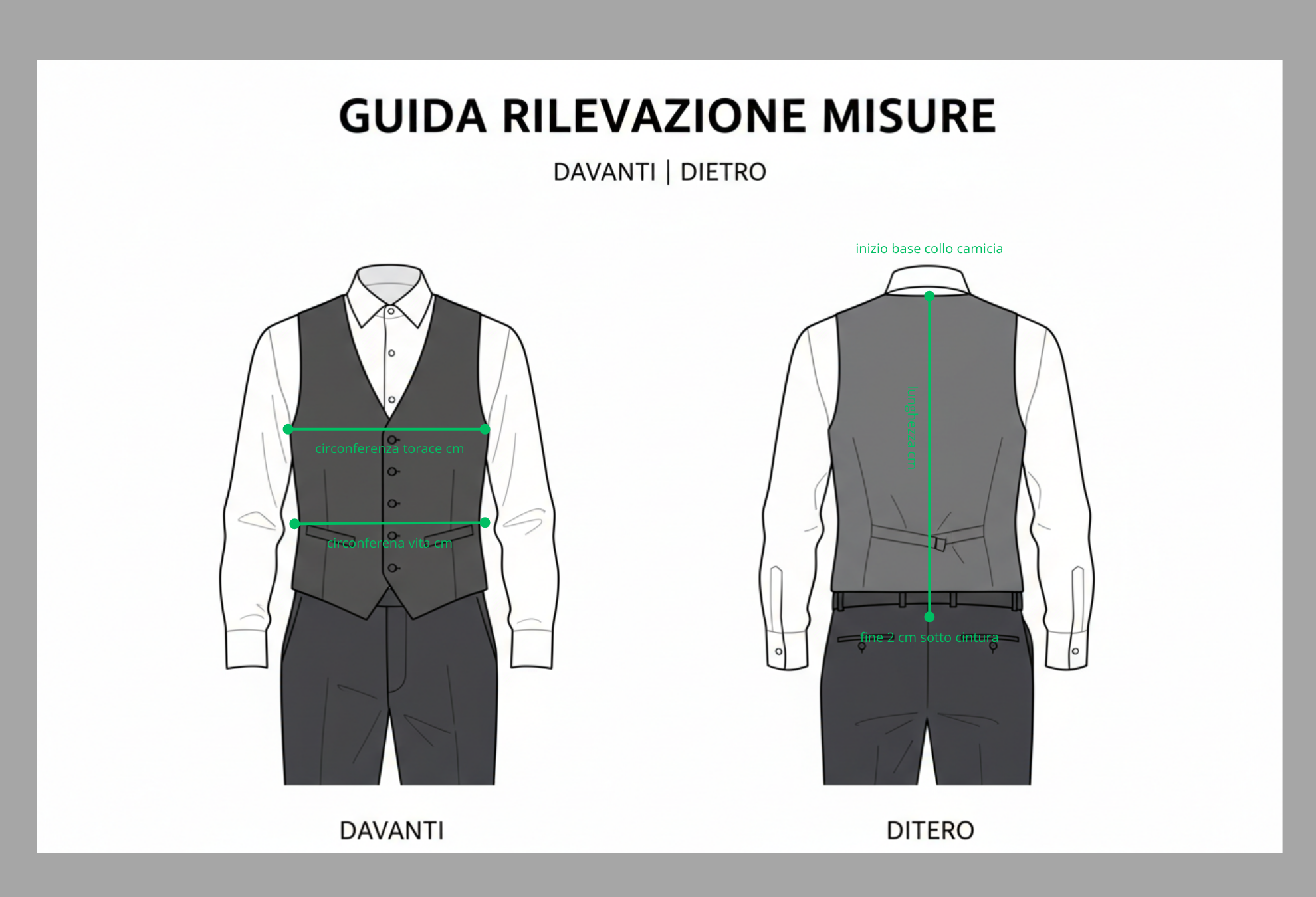 Guida alle misure schema cerimania