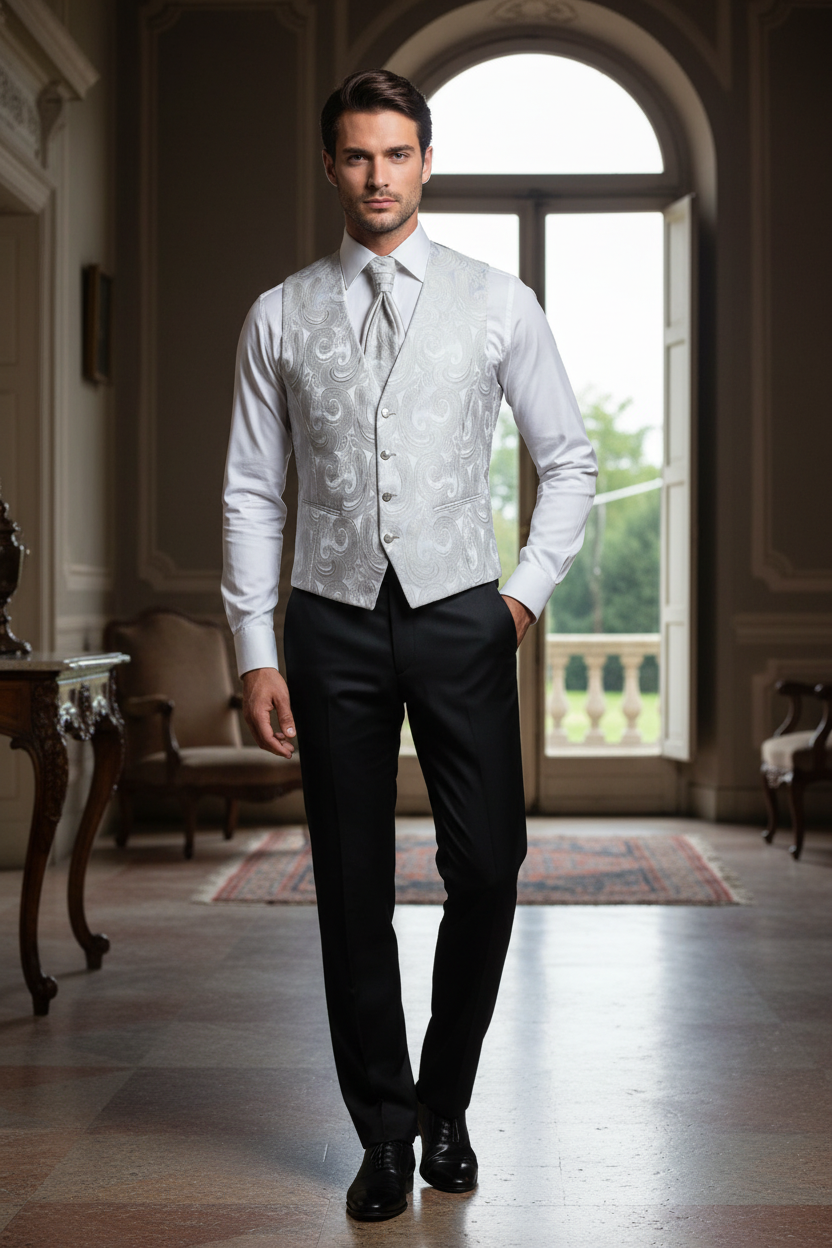 gilet da uomo sposo con cravatta cerimonia 