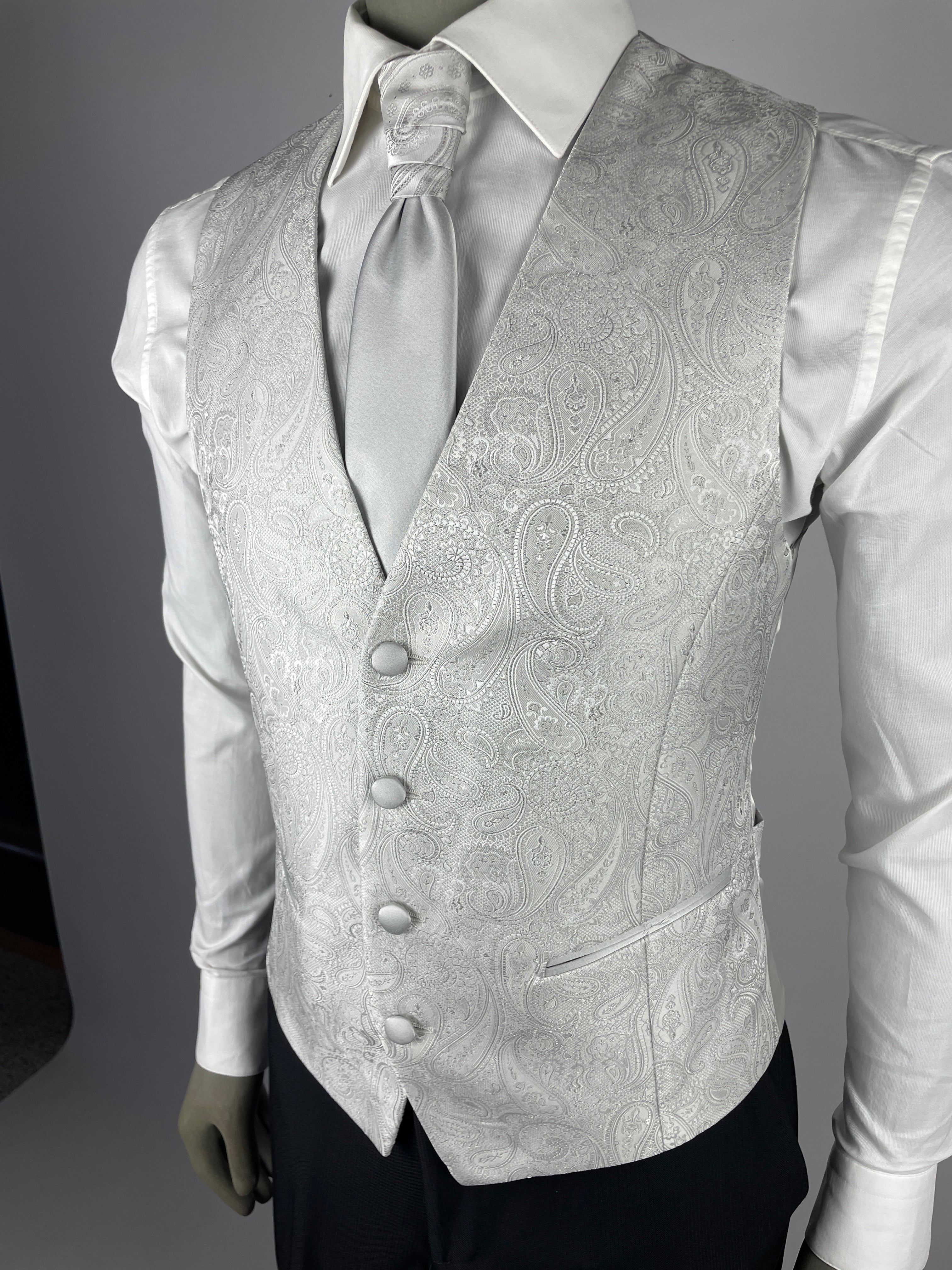 Gilet Apollo grigio perla dettaglio tessuto jacquard